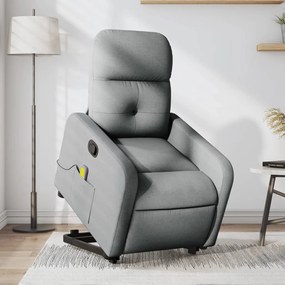 vidaXL Poltrona reclinável massagens tecido cinzento-claro