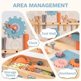 Bancada de ferramentas com ferramentas de Madeira de brincar para crianças 79 × 60 × 30 cm Multicolorido.
