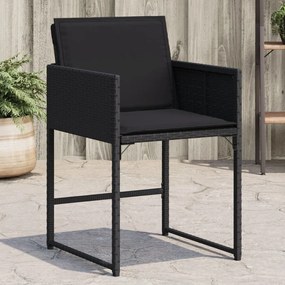 vidaXL Cadeiras de jardim com almofadões 4 pcs vime PE preto