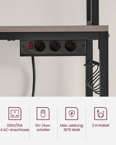 Armario de cozinha com tomadas e 14 ganchos 40 x 60 x 170 cm greige-preto