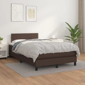 vidaXL Cama com molas/colchão 120x200 cm couro artificial castanho
