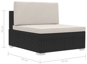 Conjunto sofás de jardim c/ almofadões 4 pcs vime PE preto