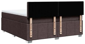 Cama com molas/colchão 200x200 cm tecido castanho-escuro