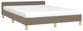 Cama sem colchão 140x190 cm tecido castanho-acinzentado