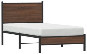 Estrutura de cama sem colchão 90x200 cm metal carvalho castanho