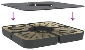 4 pcs conj. base para guarda-sol de suporte cruzado 100 kg PP