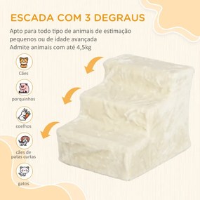 Escada para Cães de 3 Degraus com Capa Removível e Lavável Rampa para Cães para Cama Sofá 46x35x35 cm Bege