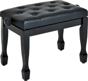 HOMCOM Banco de Piano Altura Ajustável Assento de Couro Sintético Pernas em Madeira 64x35x55 cm Preto | Aosom Portugal