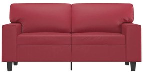 Sofá de 2 lugares 120 cm couro artificial vermelho tinto