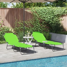 Espreguiçadeira Dobrável 2 pcs Verde Portátil Tecido Oxford 600D