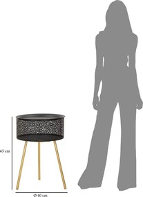 MESA DE CENTRO Ø 40X65 CM DOURADA E PRETA