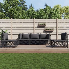vidaXL 5 pcs conjunto lounge de jardim com almofadões aço antracite