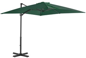 Guarda-sol cantilever com poste alumínio 250x250 cm verde