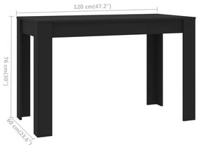 Mesa de Jantar Paola de 120 cm - Preto - Design Minimalista
