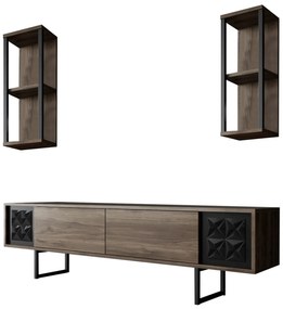 Conjunto de Mobiliário de Sala – Black Line Set – Nogueira e Preto