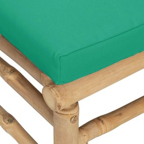 2 pcs conjunto lounge de jardim bambu c/ almofadões verdes