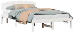 Estrado de Cama com Cabeceira Branco 140x190 cm Madeira Pinho