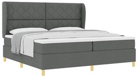 Cama Box Spring vidaXL com Colchão Cinza Escuro 200x200 cm Tecido