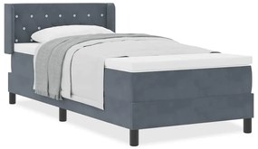 Cama Box Spring com Colchão VidaXL Cinza Escuro 90x190 cm Veludo