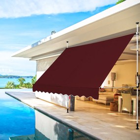 Toldo Telescópico e Retrátil 300 x 120 cm Resistente aos Raios UV Impermeável com Manivela Manual e Altura Ajustável para Janela Varanda Cor Vinho