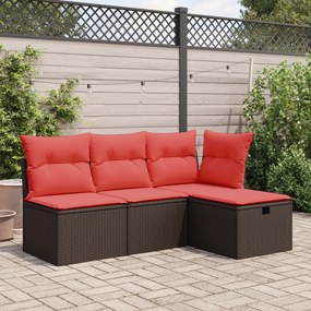 vidaXL Banco de jardim com almofada marrom 55x55x37 cm vime sintético