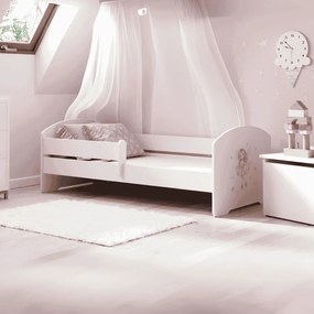 Cama infantil LUK fada 140x70 branca com grade - colchão e estrado incluído