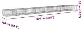 Cesto gabião com cobertura 800x100x50 cm ferro galvanizado
