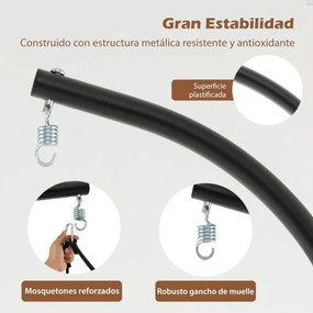 Baloiço suspenso Jardim com apoio Almofadas de assento aconchegantes Encosto Estrutura metálica em aço inoxidável Encosto em tecido Cinzento