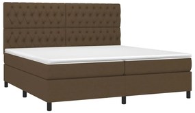 Cama com molas/colchão 200x200 cm tecido castanho-escuro