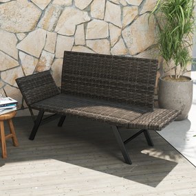 Banco de rattan de 2 lugares de secagem rápida com apoios de braços ajustáveis com estrutura metálica Cor Rattan misto