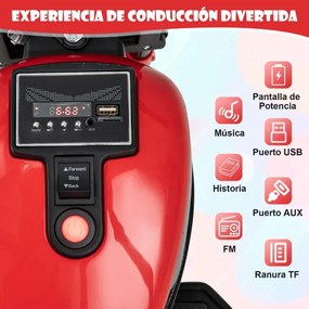 Mota Eléctrica Bateria 6V para Crianças 18+ Meses com Rodas Faróis LED e Arranque Suave Vermelho