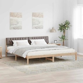 vidaXL Estrutura da cama com cabeceira Marrom e taupe 200 x 200 cm