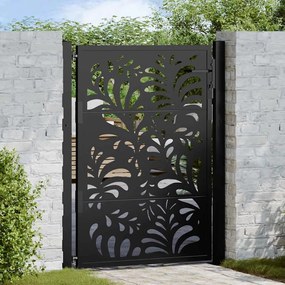 vidaXL Portão de jardim 105x130 cm preto projeto de onda de aço
