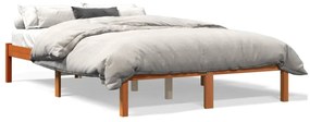 Estrutura de cama 140x200 cm madeira pinho maciça castanho cera