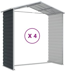 Abrigo de jardim 191x385x198 cm aço galvanizado antracite