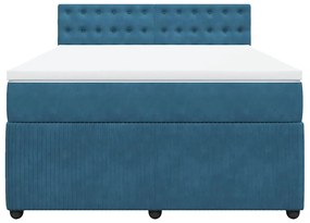 Cama boxspring com colchão 140x190 cm veludo azul