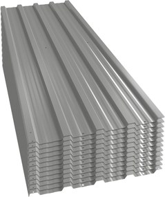 Outsunny Conjunto de 12 Painéis para Teto de Aço Galvanizado Chapas Perfiladas de Teto 7m² para Abrigo de Ferramentas 129x45 cm Cinzento Claro | Aosom Portugal