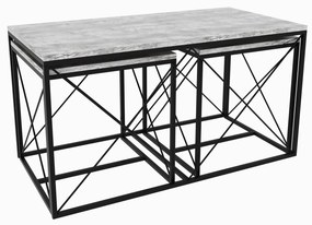 Conjunto de Mesas de Centro Defne – Cinzento Claro e Preto – 100x52x50