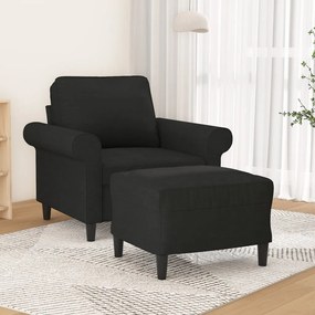vidaXL Poltrona com apoio de pés 60 cm tecido preto