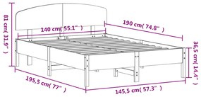 Cama sem colchão 140x190 cm madeira de pinho maciça