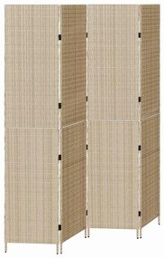 Divisória de Ambiente 4 Painéis Dobrável Bege 196x200 cm Rattan Sintét
