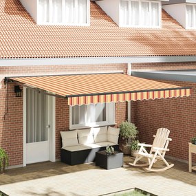 vidaXL Toldo Retrátil Amarelo e Laranja 400x300 cm tecido