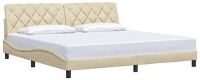 Estrutura de cama sem colchão 200x200 cm tecido cor creme