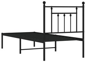 Estrutura de cama metal s/ colchão c/ cabeceira 75x190 cm preto
