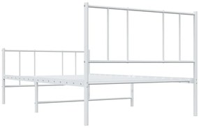Estrutura de cama com cabeceira e pés 90x190 cm metal branco