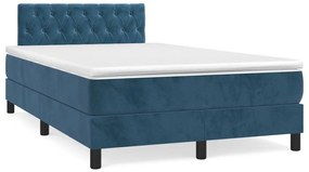 Cama boxspring com colchão 120x190 cm veludo azul-escuro