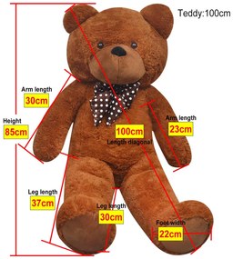 Urso de peluche XXL 85 cm castanho