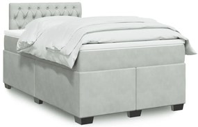 Cama boxspring com colchão 120x190 cm veludo cinzento-claro