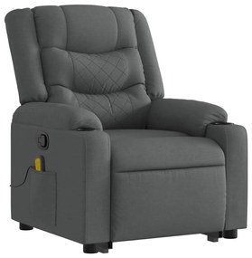 Poltrona elevatória de massagens tecido cinzento-escuro