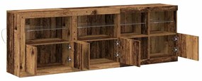 Aparador com Luzes LED Madeira Velha 202x37x67 cm Madeira Reabilitada